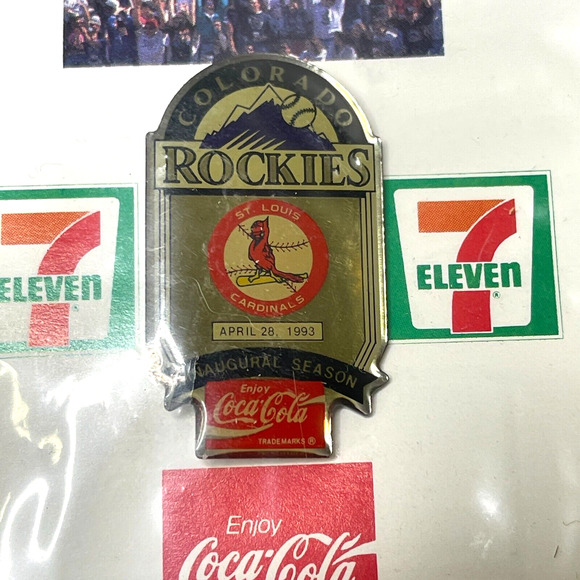 1993 Colorado Rockies Inaugural Lapel Pin #8 Cardinals Coca-Cola MLB Promo - Picture 1 of 3